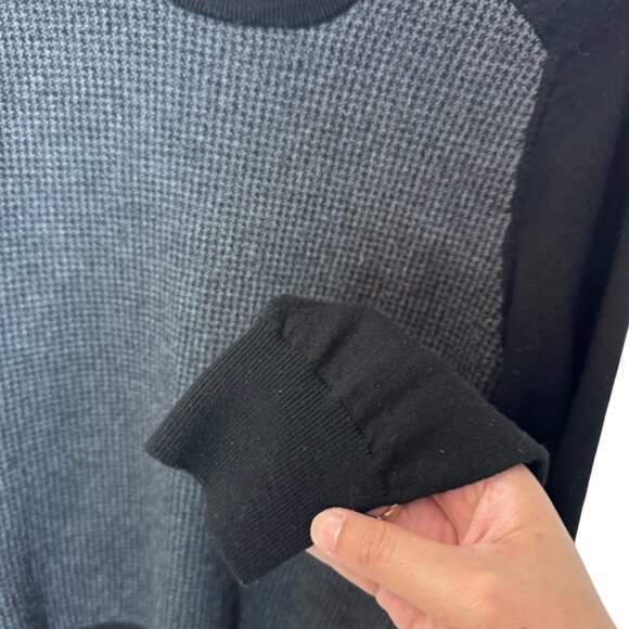 Patrick Assaraf grey long-sleeve crewneck sweater with stripe pattern size US L - Picture 4 of 6